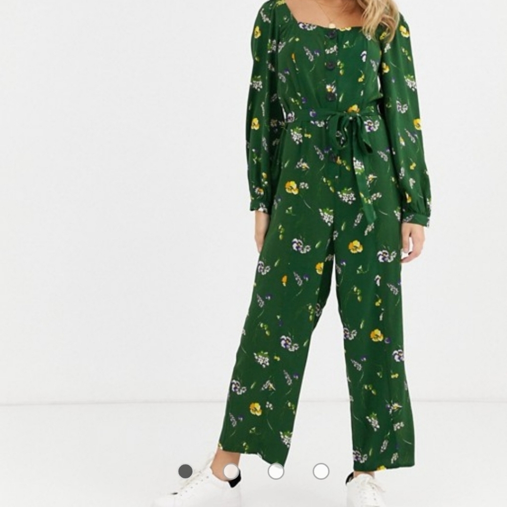 Green flowered jumpsuit